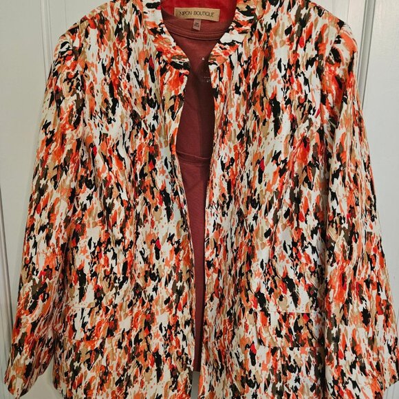 Nipon Boutique (18W) blazer: mixed colors w (XL) russet color T-shirt insert - Picture 1 of 5